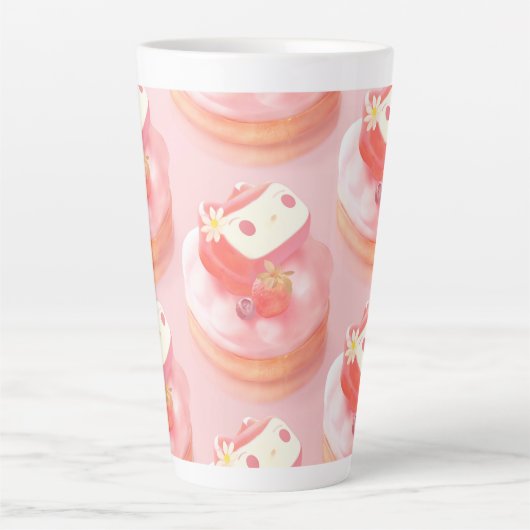 Aardbeientaart illustratie latte mok (Voorkant)