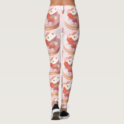 Aardbeientaart illustratie leggings (Achterkant)