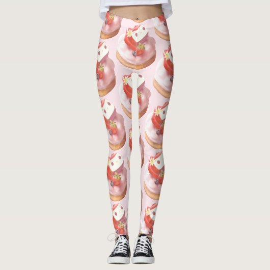 Aardbeientaart illustratie leggings (Voorkant)