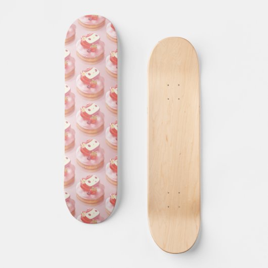 Aardbeientaart illustratie persoonlijk skateboard (Voorkant)
