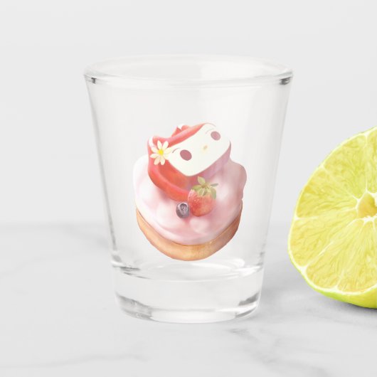 Aardbeientaart illustratie shot glas (Voorkant)