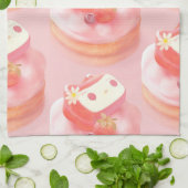 Aardbeientaart illustratie theedoek (Gevouwen)