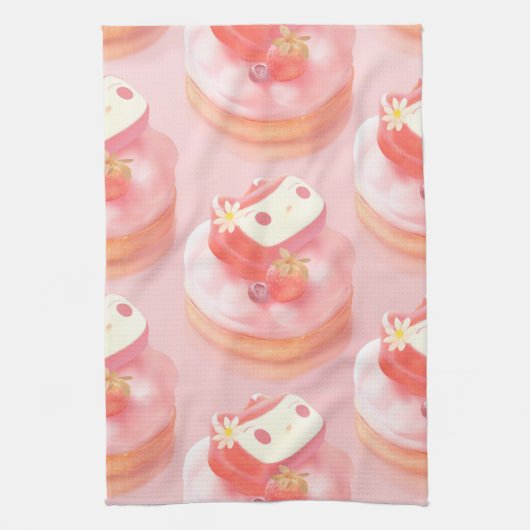 Aardbeientaart illustratie theedoek (Verticaal)