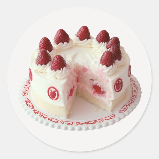 aardbeientaart ronde sticker (Voorkant)