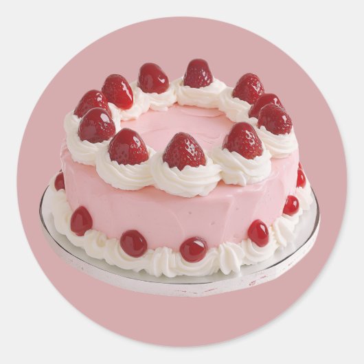 aardbeientaart ronde sticker (Voorkant)
