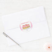 Aardbeientaart roze verjaardagsfeestje gunst ronde sticker (Envelop)