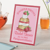 Aardbeientaart Shortcake Vrijgezellenfeest Verjaar Reclamebord Met Voetstuk (Insitu)