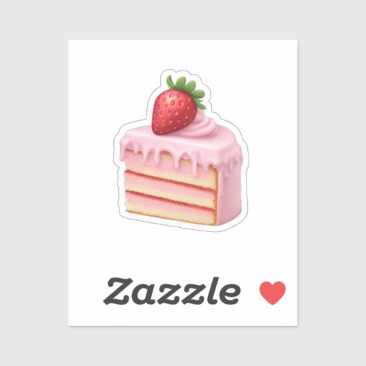 Aardbeientaart Slice Emoji - Sweet Dessert Art Sticker (Vel)