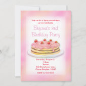 Aardbeientaart verjaardagsfeestje uitnodigingen (Voorkant)