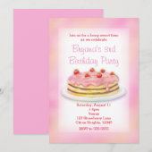 Aardbeientaart verjaardagsfeestje uitnodigingen (Voorkant / Achterkant)