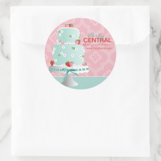 Aardbeientaart Zakelijke Sticker (Tas)