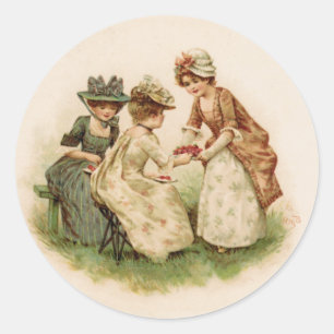 Aardbeienthee Antiek ronde Sticker