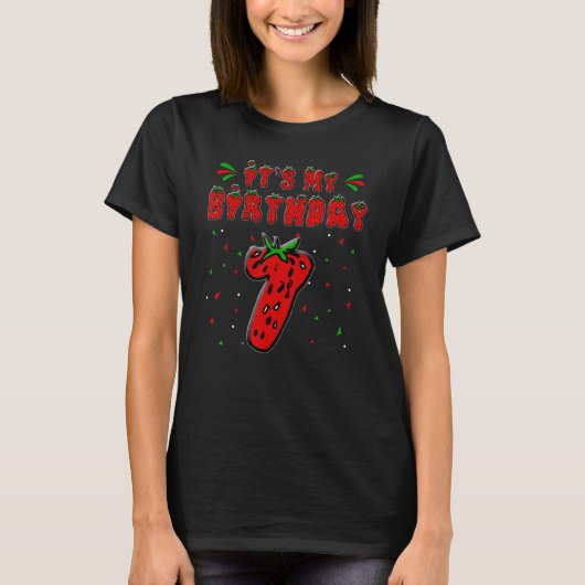 Aardbeienthema 7e geboortedag 7 jaar o t-shirt (Voorkant)