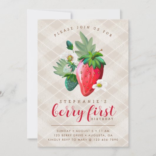 Aardbeienthema, eerste verjaardag, kinderen van de (Voorkant)