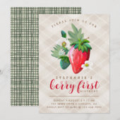 Aardbeienthema, eerste verjaardag, kinderen van de (Voorkant / Achterkant)