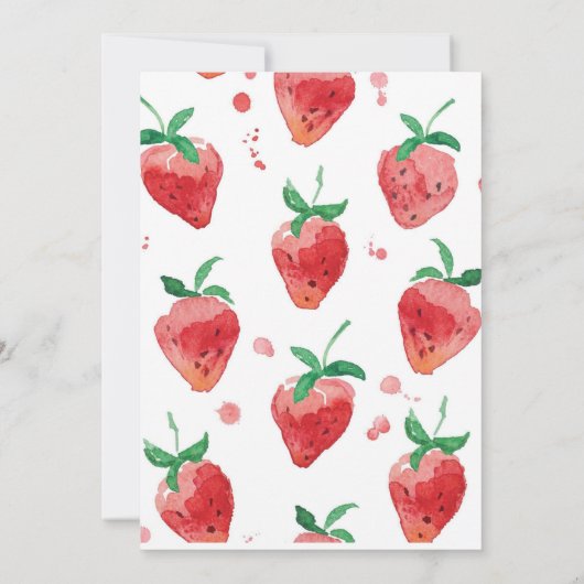 aardbeienthema, eerste verjaardag, kinderverjaarda (Achterkant)