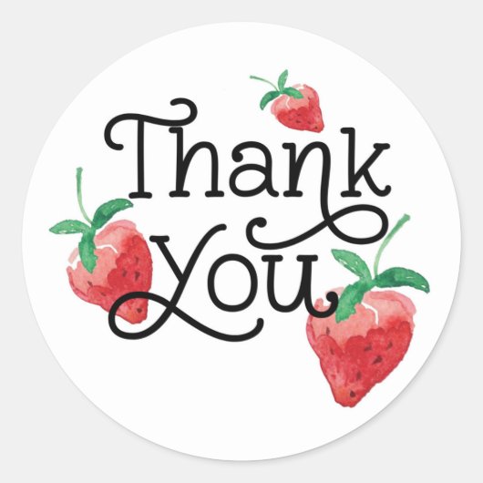 aardbeienthema, eerste verjaardag, kinderverjaarda ronde sticker (Voorkant)