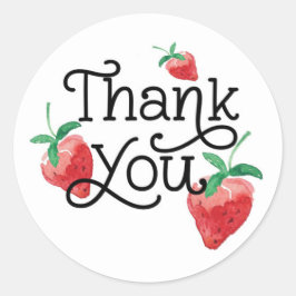 aardbeienthema, eerste verjaardag, kinderverjaarda ronde sticker