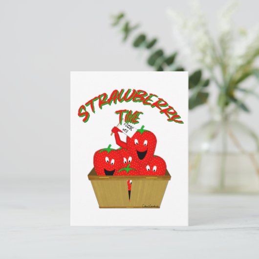 Aardbeientijd! Briefkaart (Staand voorkant)