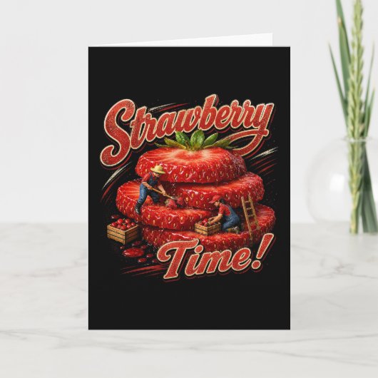 Aardbeientijd! Feestdagen Kaart (Voorkant)