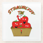 Aardbeientijd! Glazen Onderzetter (Voorkant)