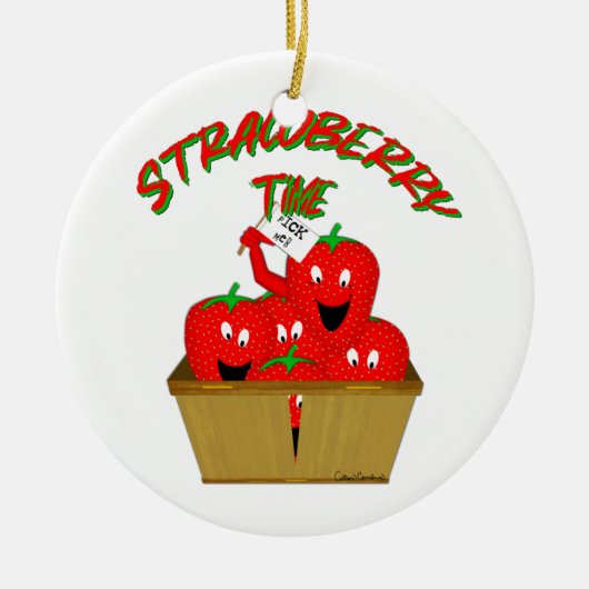 Aardbeientijd! Keramisch Ornament (Voorkant)