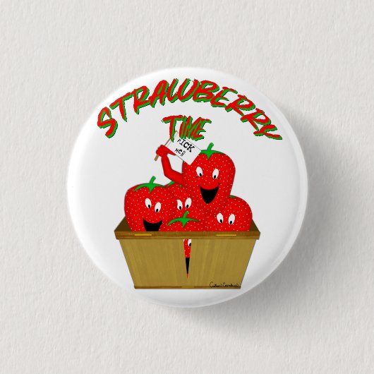Aardbeientijd! Ronde Button 3,2 Cm (Voorkant)