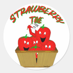 Aardbeientijd! Ronde Sticker