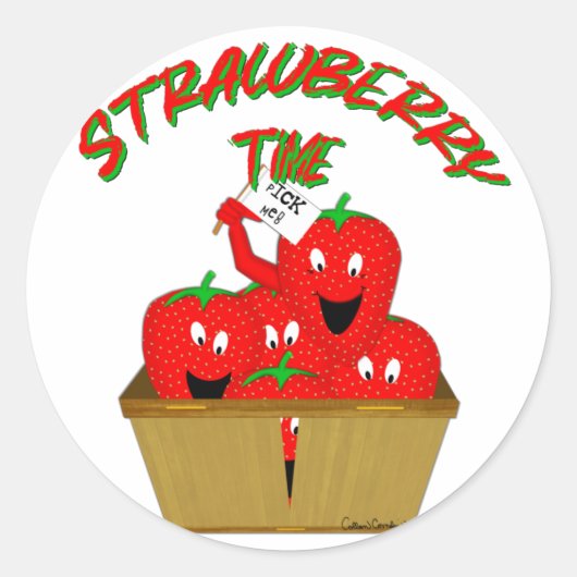 Aardbeientijd! Ronde Sticker (Voorkant)