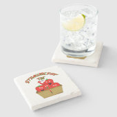 Aardbeientijd! Stenen Onderzetter (Zijkant)