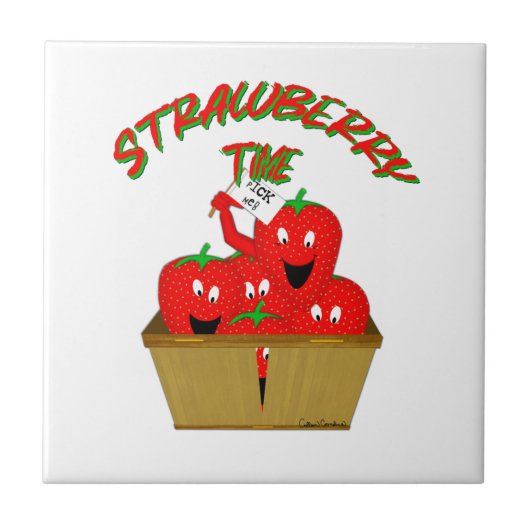 Aardbeientijd! Tegeltje (Voorkant)