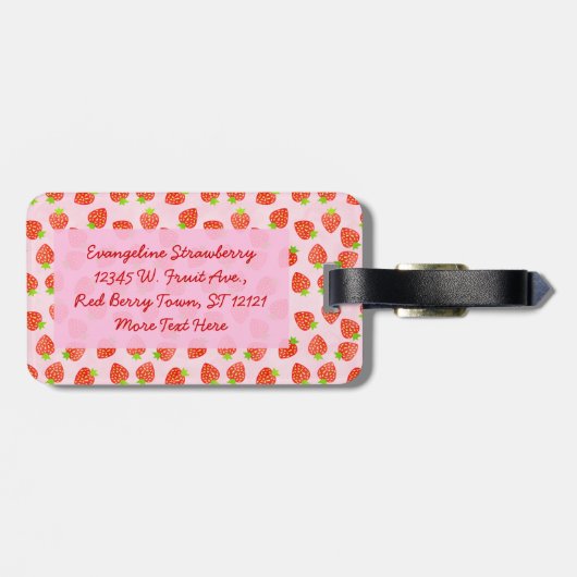 aardbeientroompatroon bagagelabel (Achterkant horizontaal)