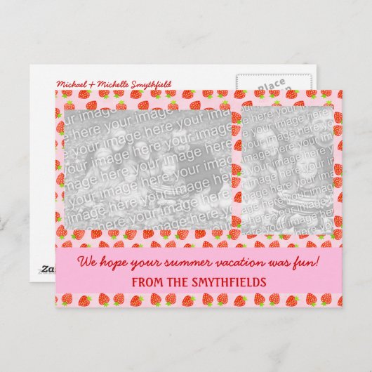  aardbeientroompatroon briefkaart (Voorkant / Achterkant)