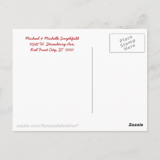  aardbeientroompatroon briefkaart (Achterkant)