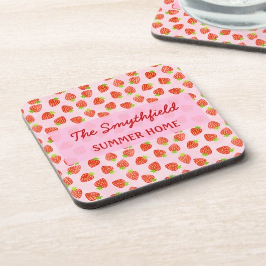 aardbeientroompatroon, speciaal aangepast drankjes onderzetter (Linkerzijde)