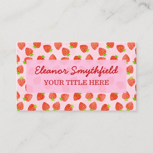  aardbeientroompatroon, speciaal aangepast visitekaartje (Voorkant)