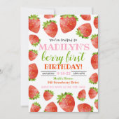 Aardbeienuitnodiging Berry Birthday Invite Kaart (Voorkant)
