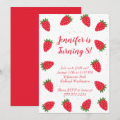 Aardbeienuitnodiging Kaart (Voorkant / Achterkant)