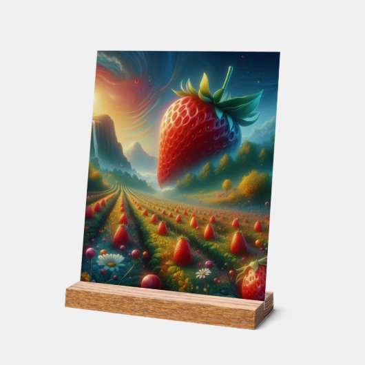 Aardbeienveld van dromen acryl bord (Hoek)