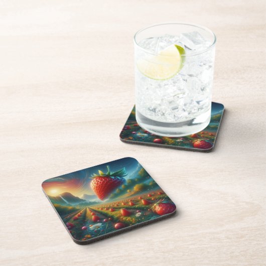 Aardbeienveld van dromen bier onderzetter (Rechterzijde)