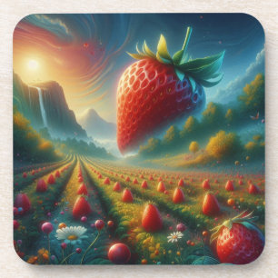 Aardbeienveld van dromen bier onderzetter