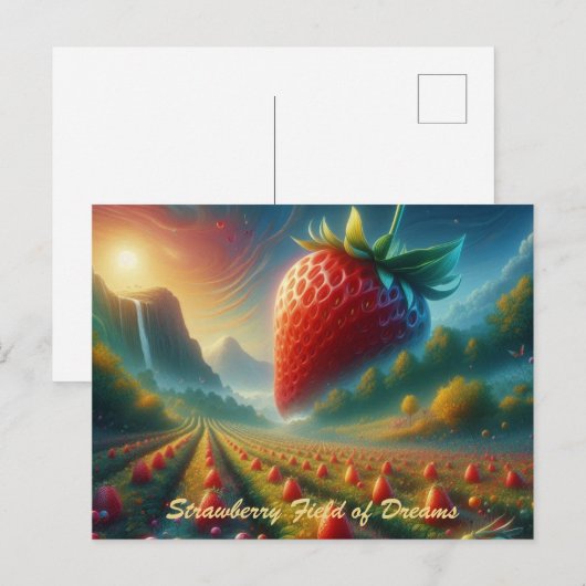 Aardbeienveld van dromen briefkaart (Voorkant / Achterkant)