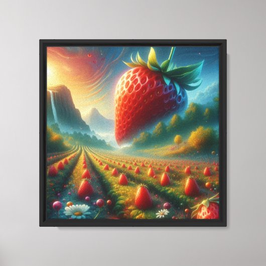 Aardbeienveld van dromen canvas afdruk (Voorkant)