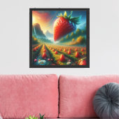 Aardbeienveld van dromen canvas afdruk (Insitu (Woonkamer))