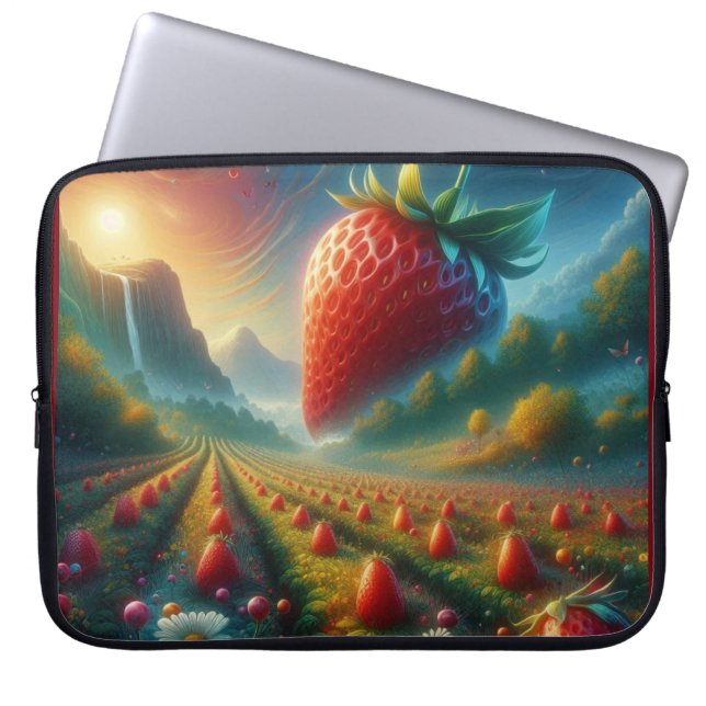Aardbeienveld van dromen laptop sleeve (Voorkant)