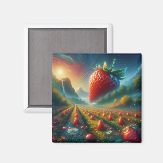 Aardbeienveld van dromen magneet (Voorkant / Achterkant)