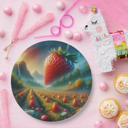 Aardbeienveld van dromen papieren bordje (Feest)