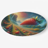 Aardbeienveld van dromen papieren bordje (Gekanteld)