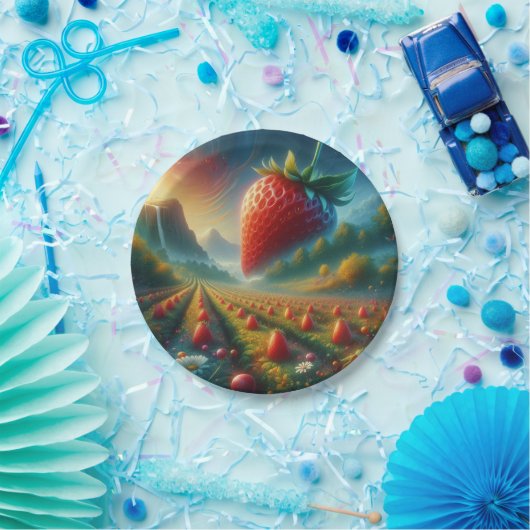 Aardbeienveld van dromen papieren bordje (Feest)