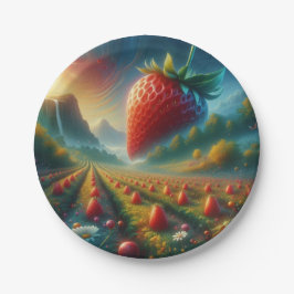 Aardbeienveld van dromen papieren bordje